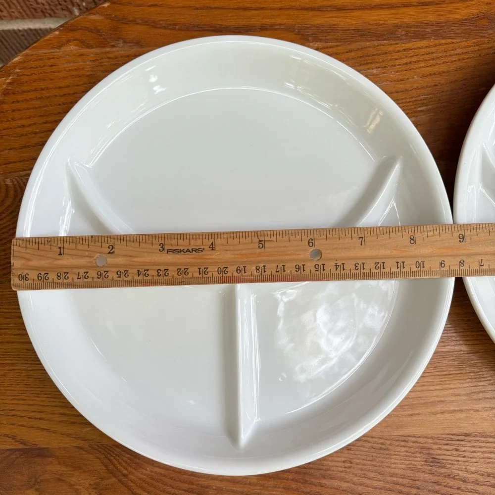 Vintage White China Divided Plates Restaurant Ware Set of 2